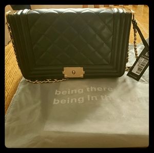 Dasein quilted crossbody leather and chain strap